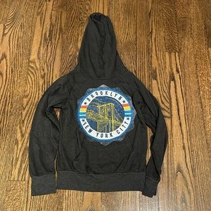 California vintage dark gray boys long sleeve hooded tee shirt.  Size 4.